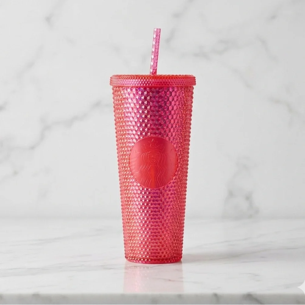Starbucks Hot Neon Pink Studded Tumbler Venti 24oz Bling Cold Cup 2019